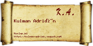Kulman Adrián névjegykártya